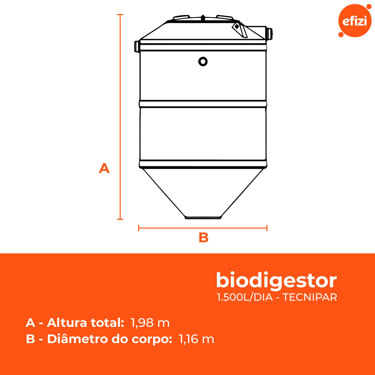 Fossa Séptica Biodigestor 1.500L/dia Tecnipar