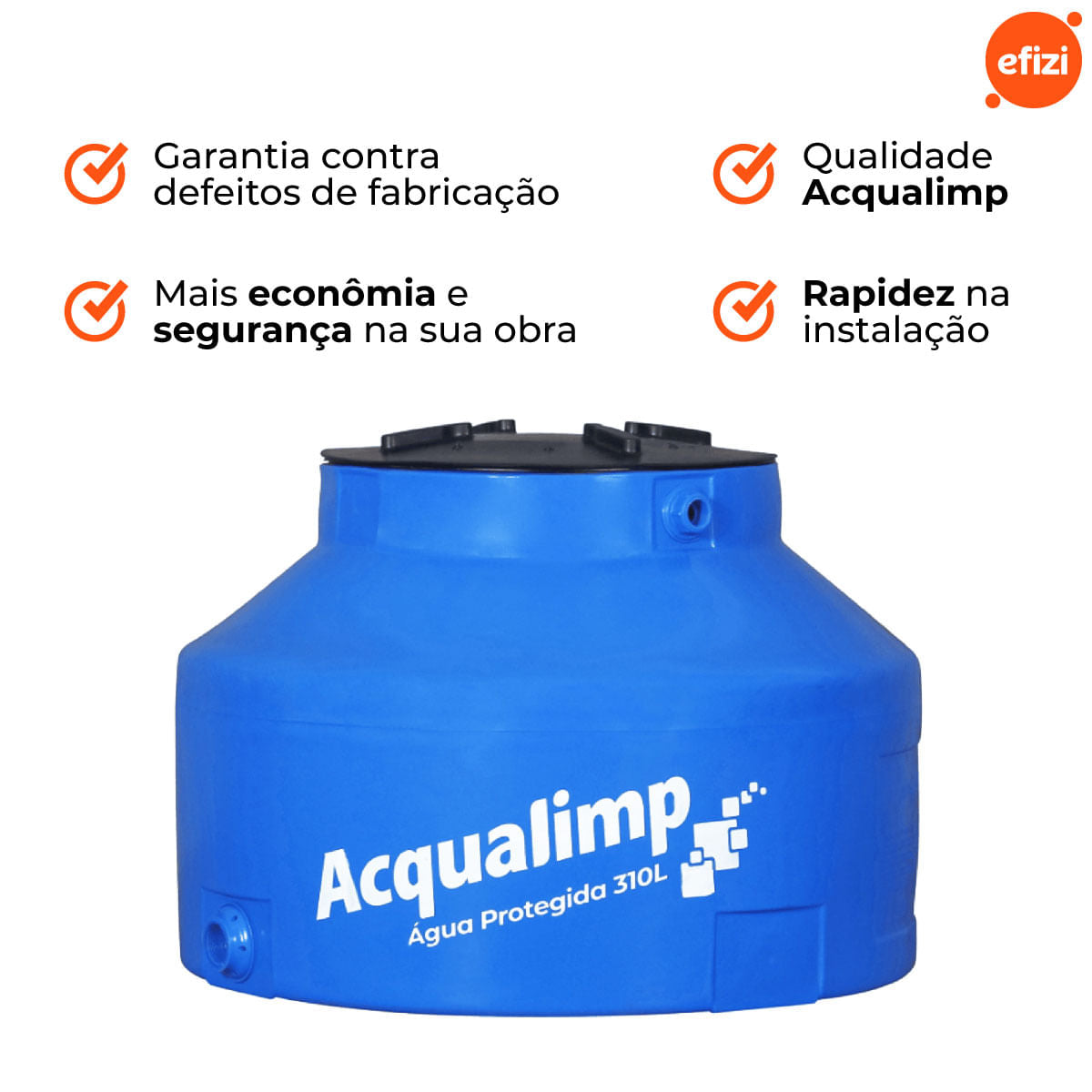 Caixa D'Água Água Protegida 310L Acqualimp
