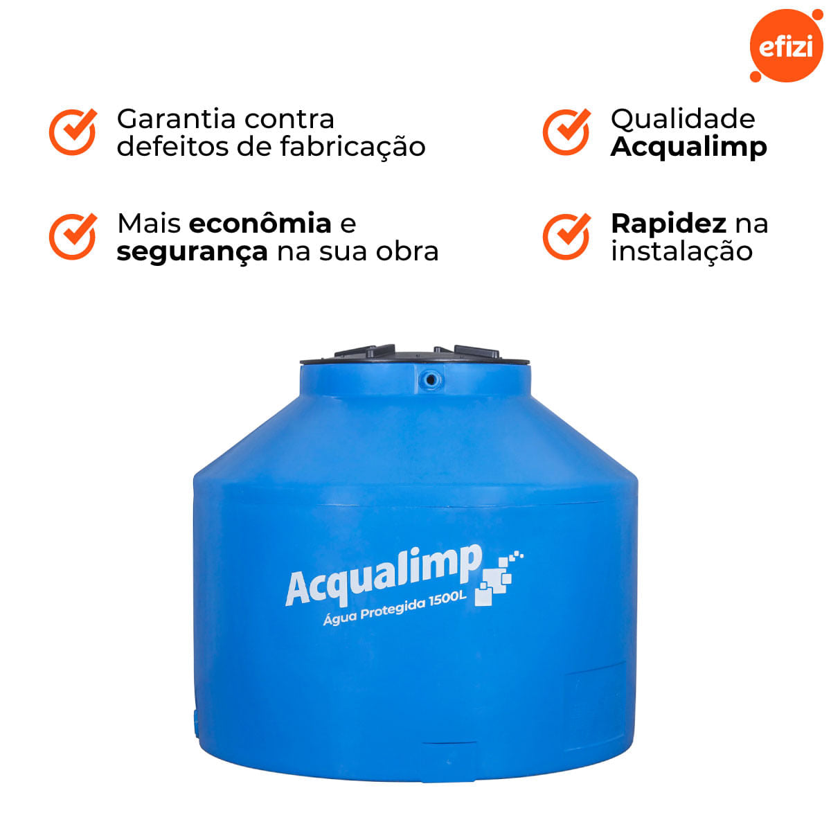 Caixa D'Água Água Protegida 1.500L Acqualimp