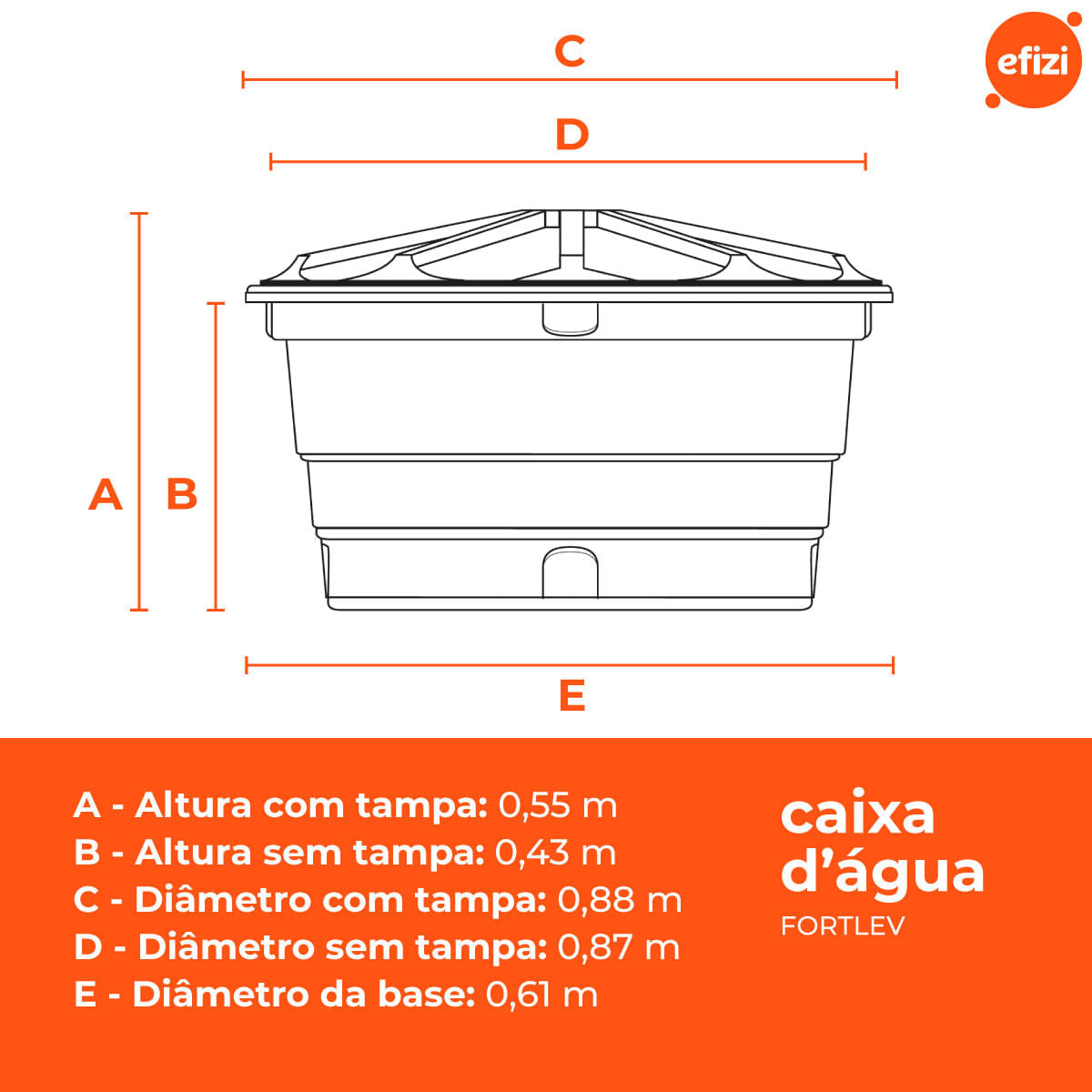 Caixa D'Água Polietileno 150L Azul Fortlev