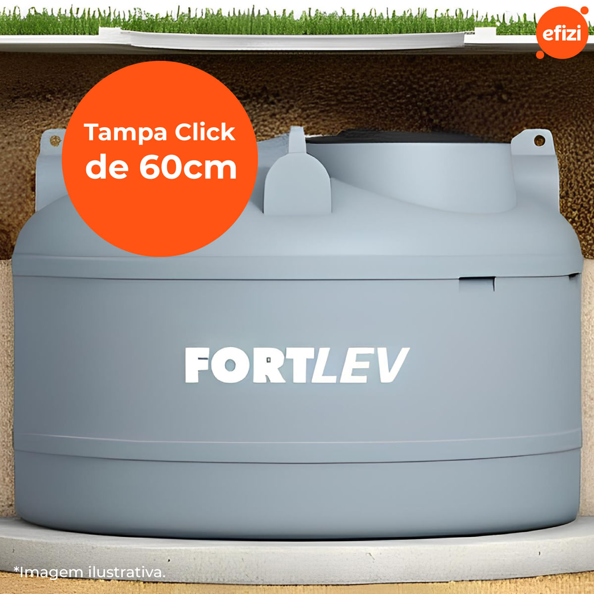 Cisterna Polietileno 3.000L Cinza Fortlev