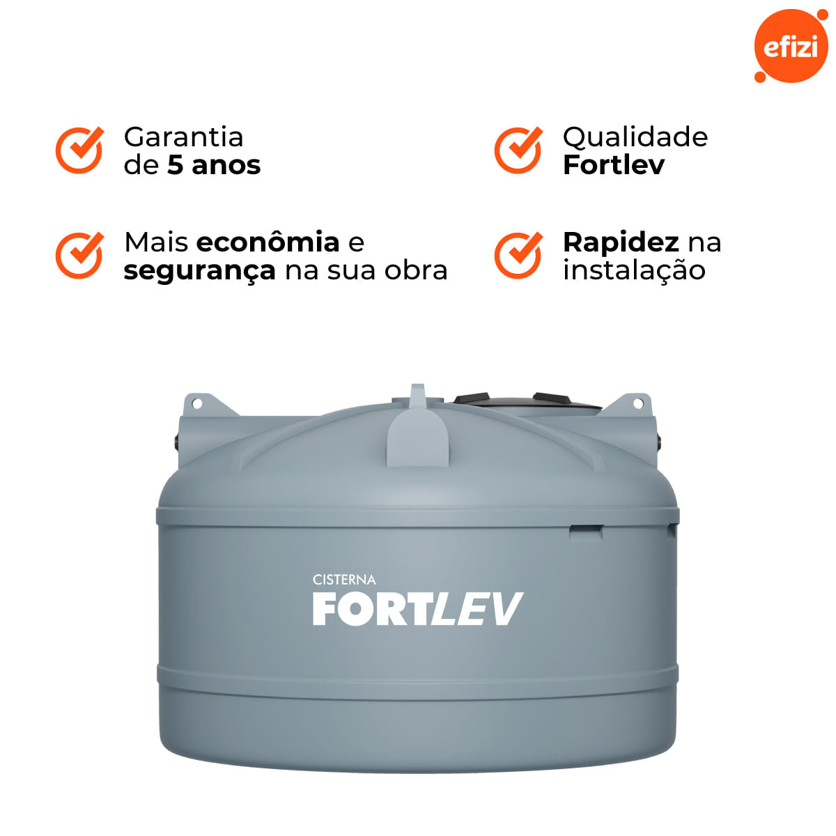Cisterna Polietileno 3.000L Cinza Fortlev