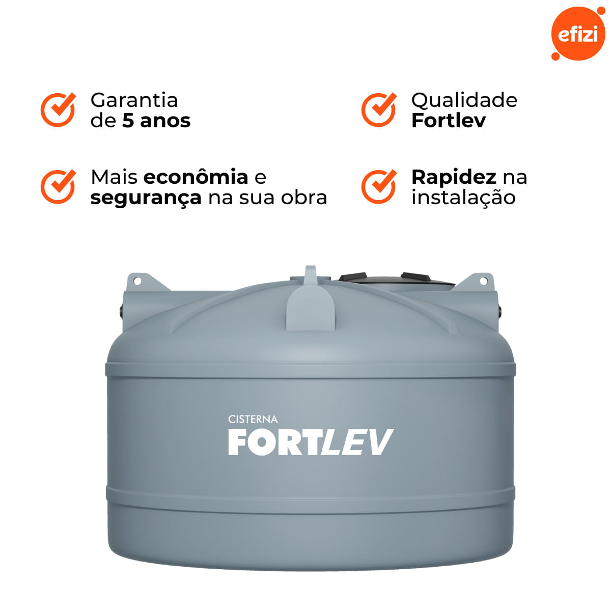 Cisterna Polietileno 5.000L Cinza Fortlev