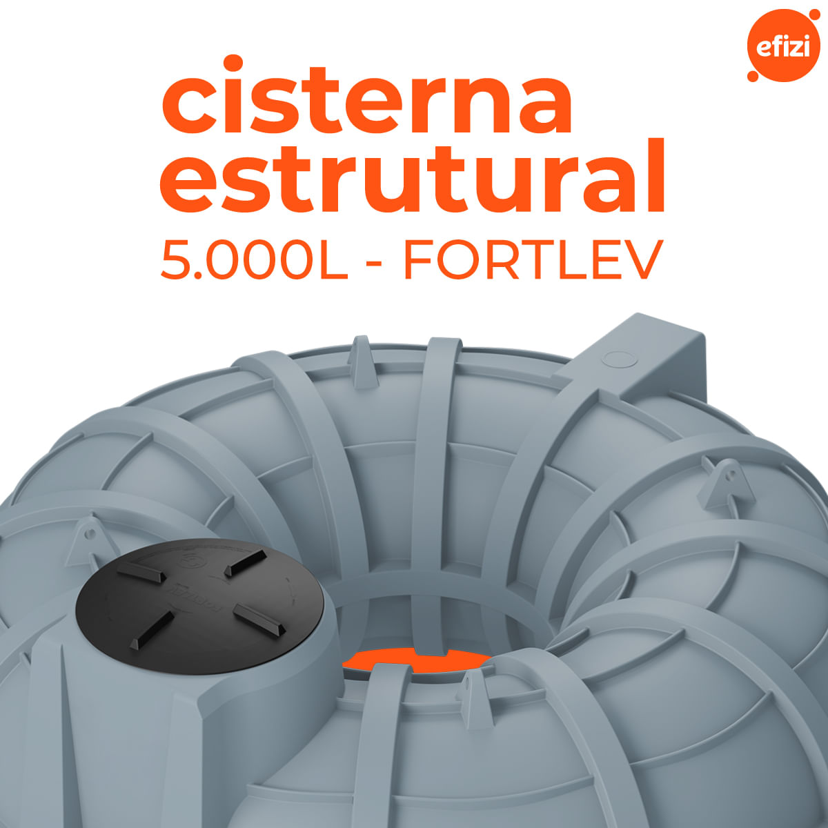 Cisterna Estrutural Polietileno 5.000L Cinza Fortlev