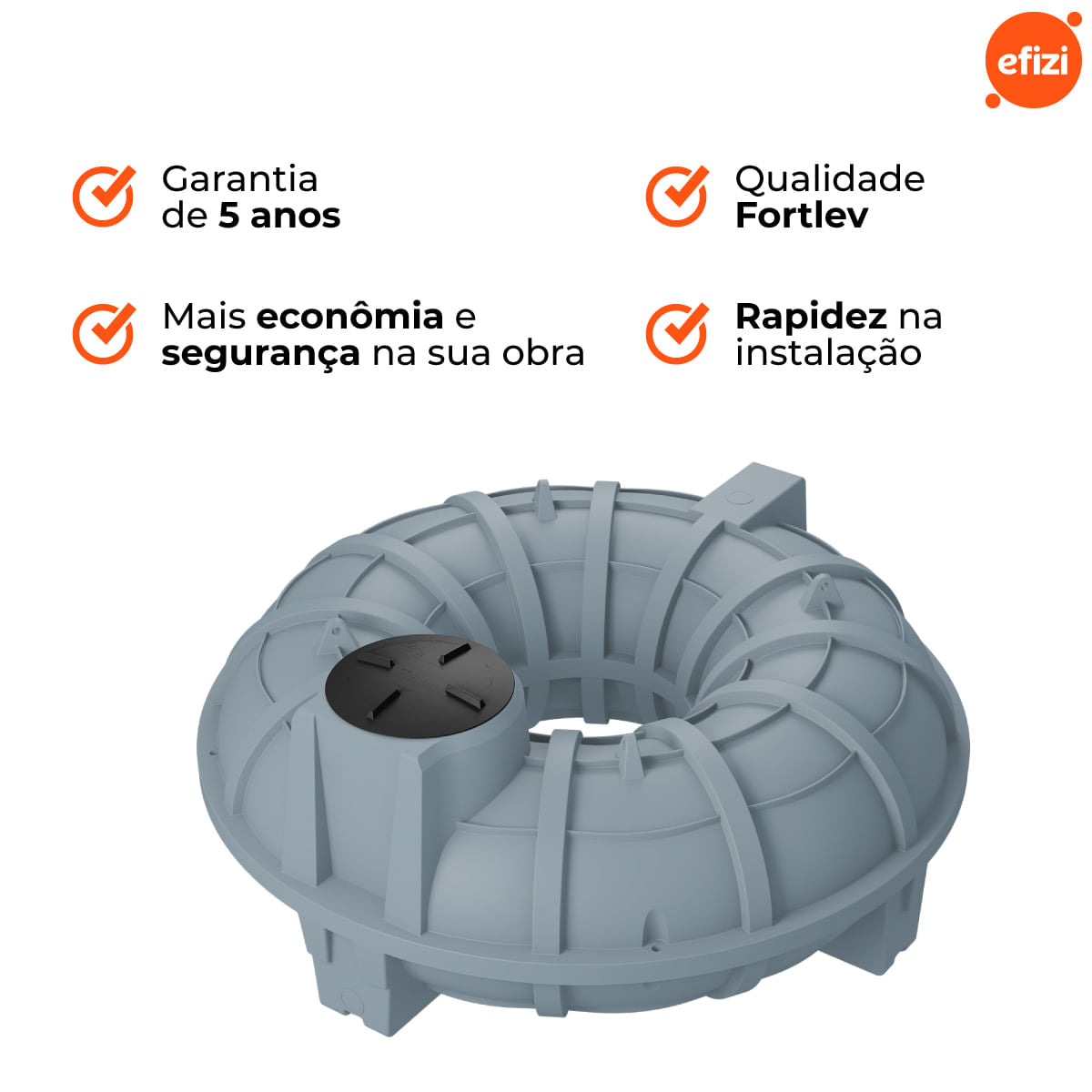 Cisterna Estrutural Polietileno 5.000L Cinza Fortlev
