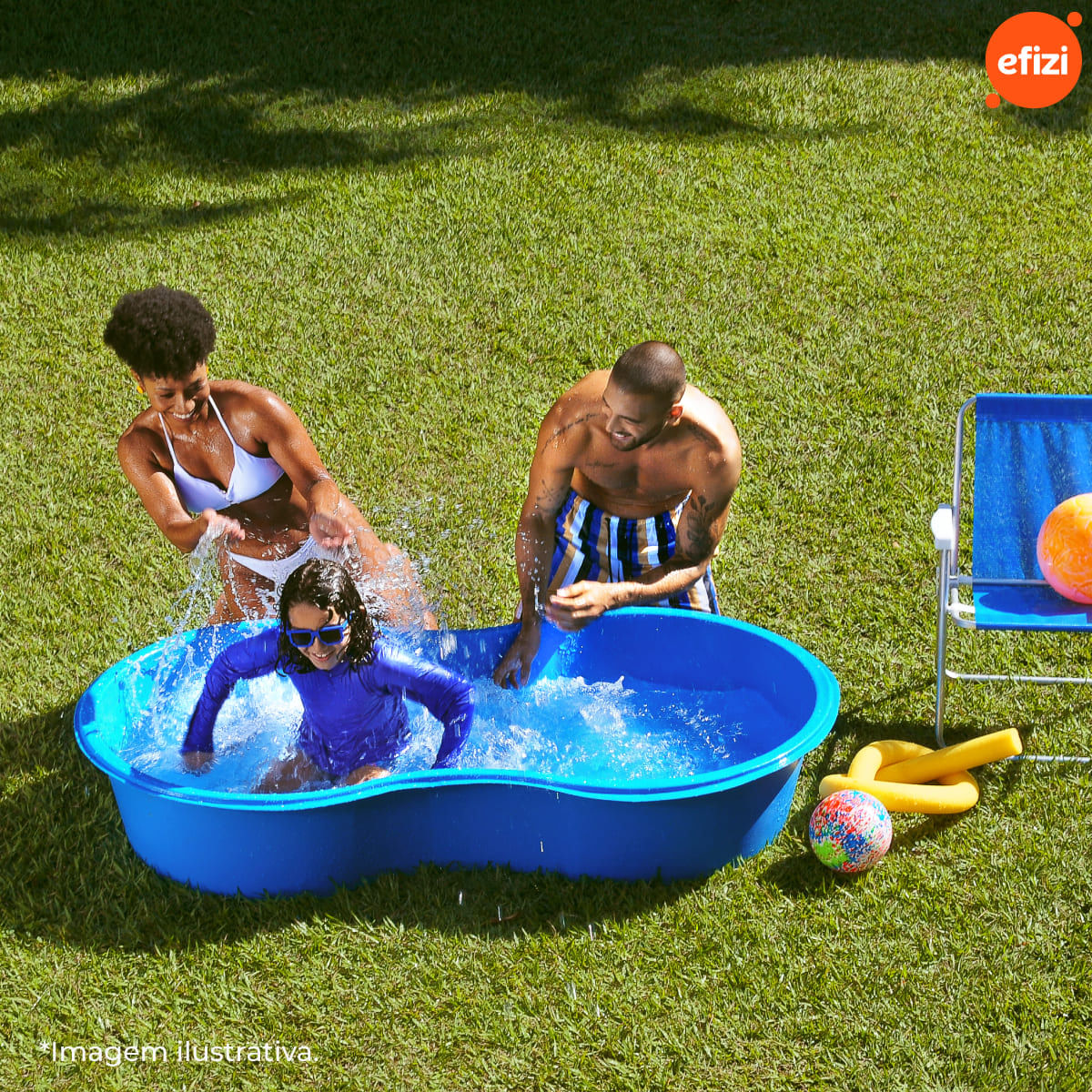 Caixa Piscina Feijão 100 Litros Azul Afort