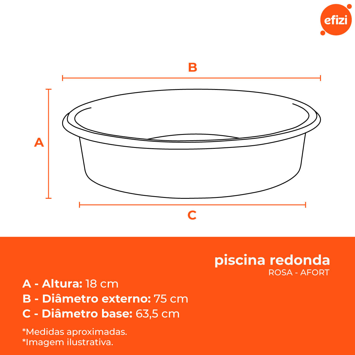 Caixa Piscina Redonda 50 Litros Rosa Afort