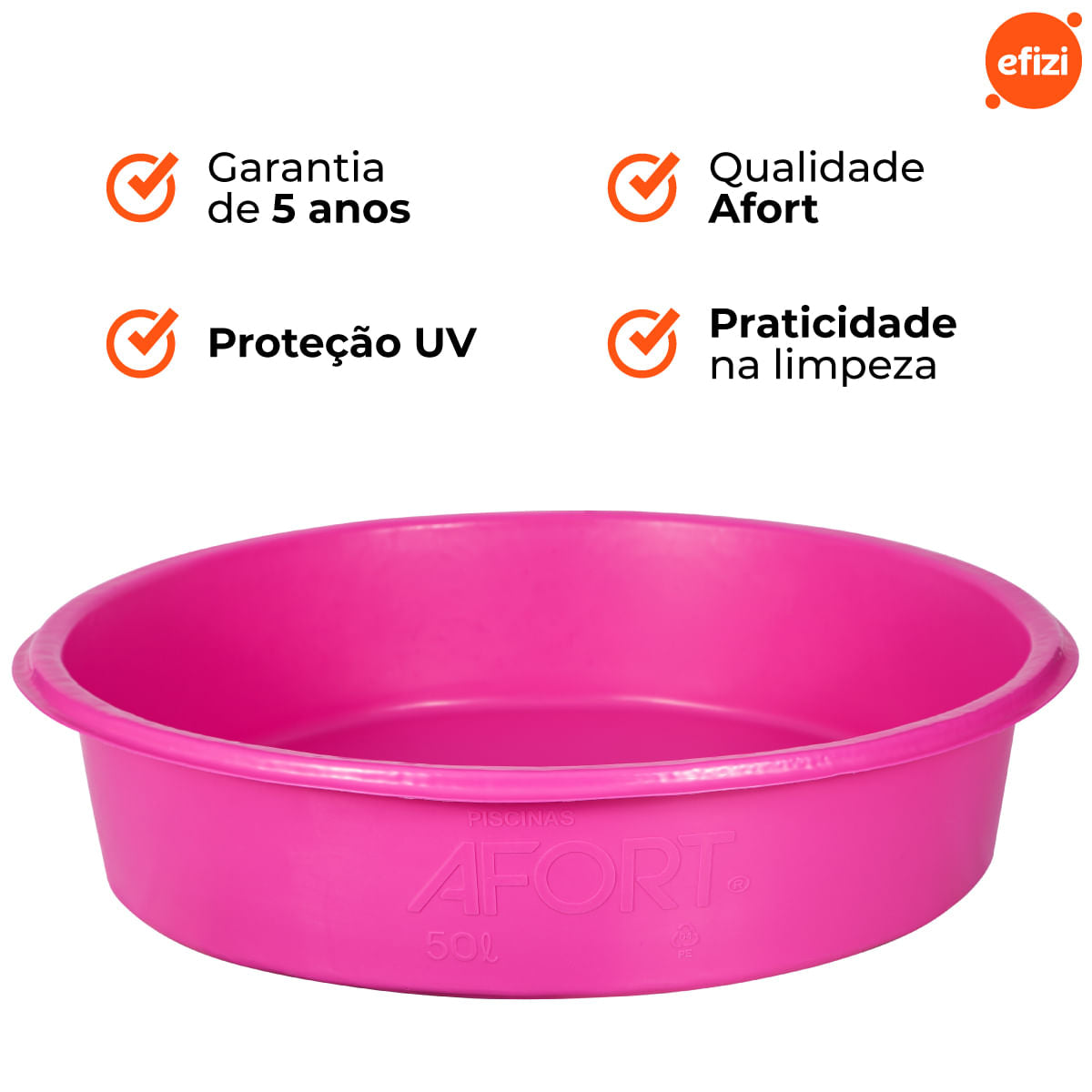 Caixa Piscina Redonda 50 Litros Rosa Afort