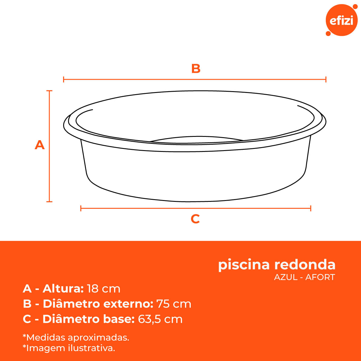 Caixa Piscina Redonda 50 Litros Azul Afort
