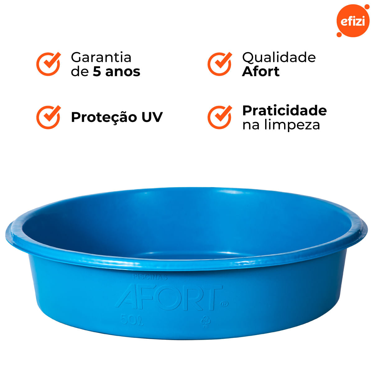 Caixa Piscina Redonda 50 Litros Azul Afort
