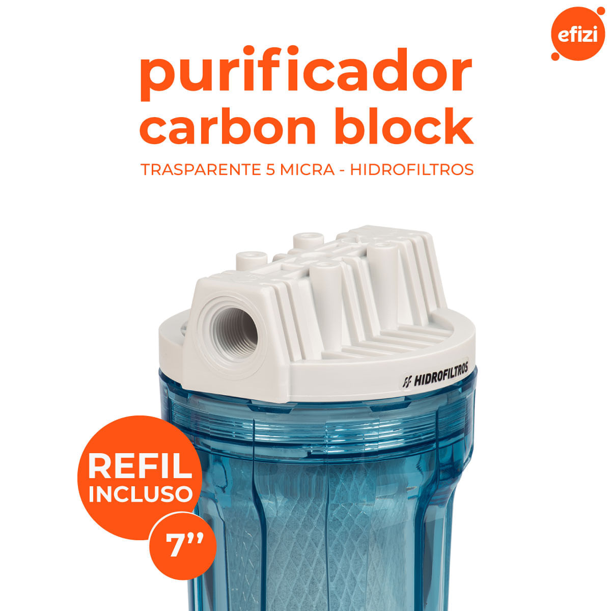 Filtro Cavalete Clor 7" Carvão Ativado Transparente Hidrofiltros
