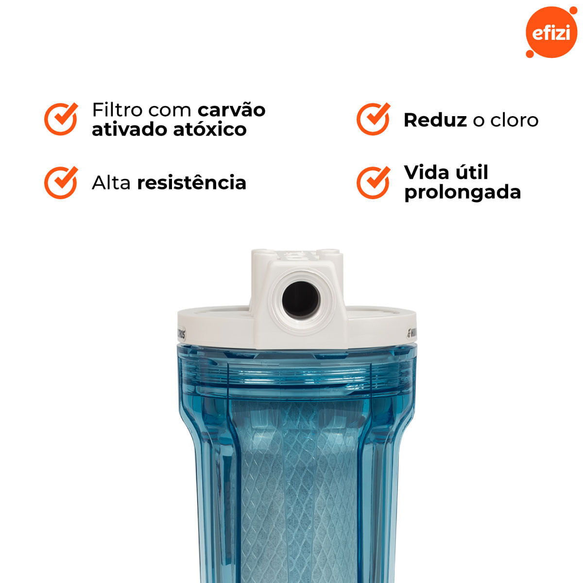 Filtro Cavalete Clor 7" Carvão Ativado Transparente Hidrofiltros