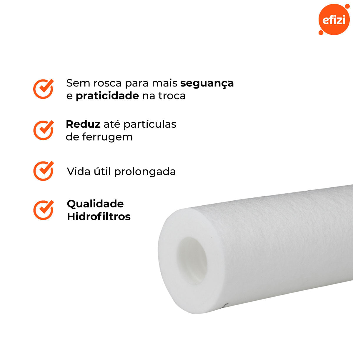 Refil Filtro Mid Para Maquina De Lavar 9.3/4" 5 Micra Hidrofiltros