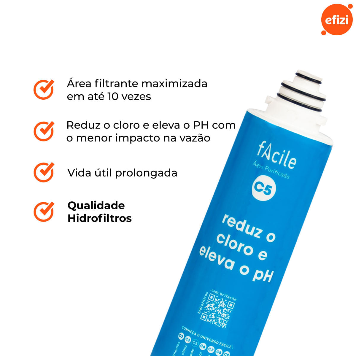 Refil Filtro Facile C5 Com Elevação De Ph Hidrofiltros