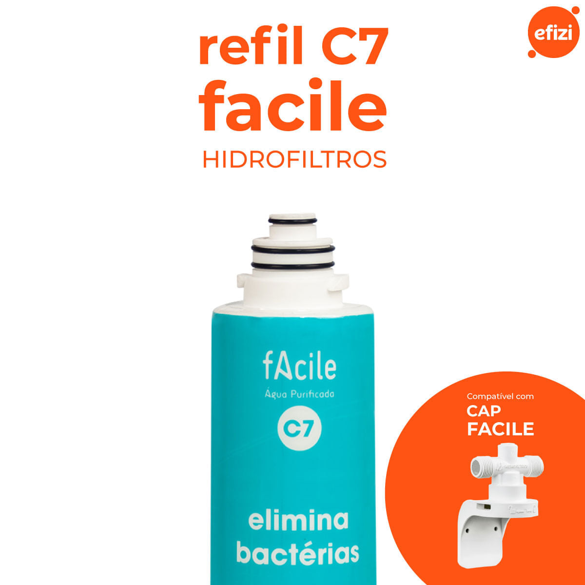 Refil Filtro Facile C7 Elimina Bactérias Hidrofiltros