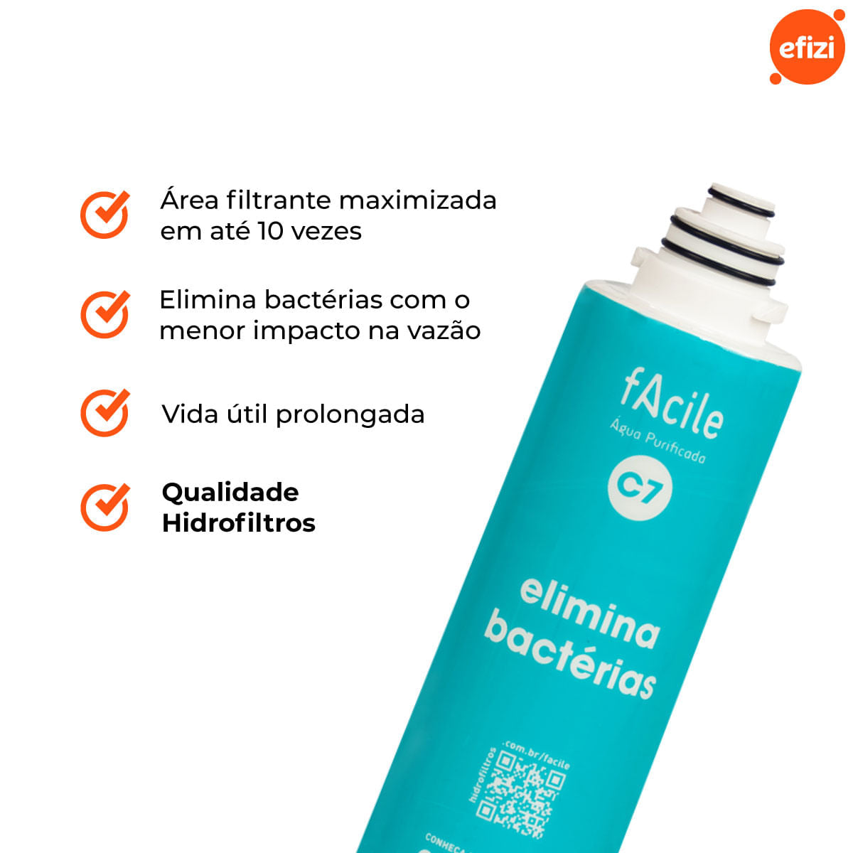 Refil Filtro Facile C7 Elimina Bactérias Hidrofiltros