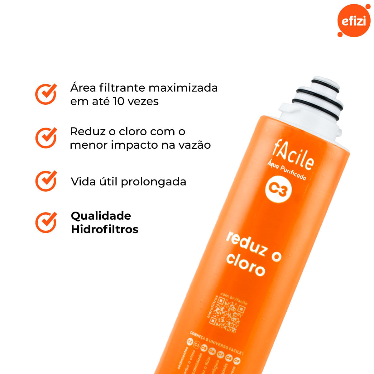 Refil Facile C3 Reduz Cloro Livre Hidrofiltros