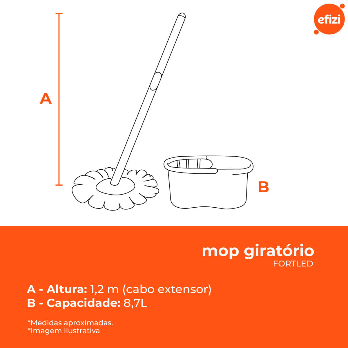 Mop Giratório de Microfibra Fortled