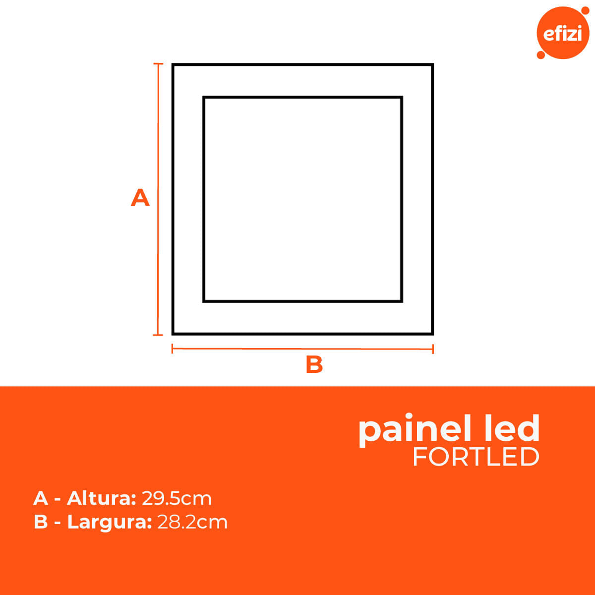 Kit C/ 10 Paineis Led Embutir 24W Quadrado Fortled