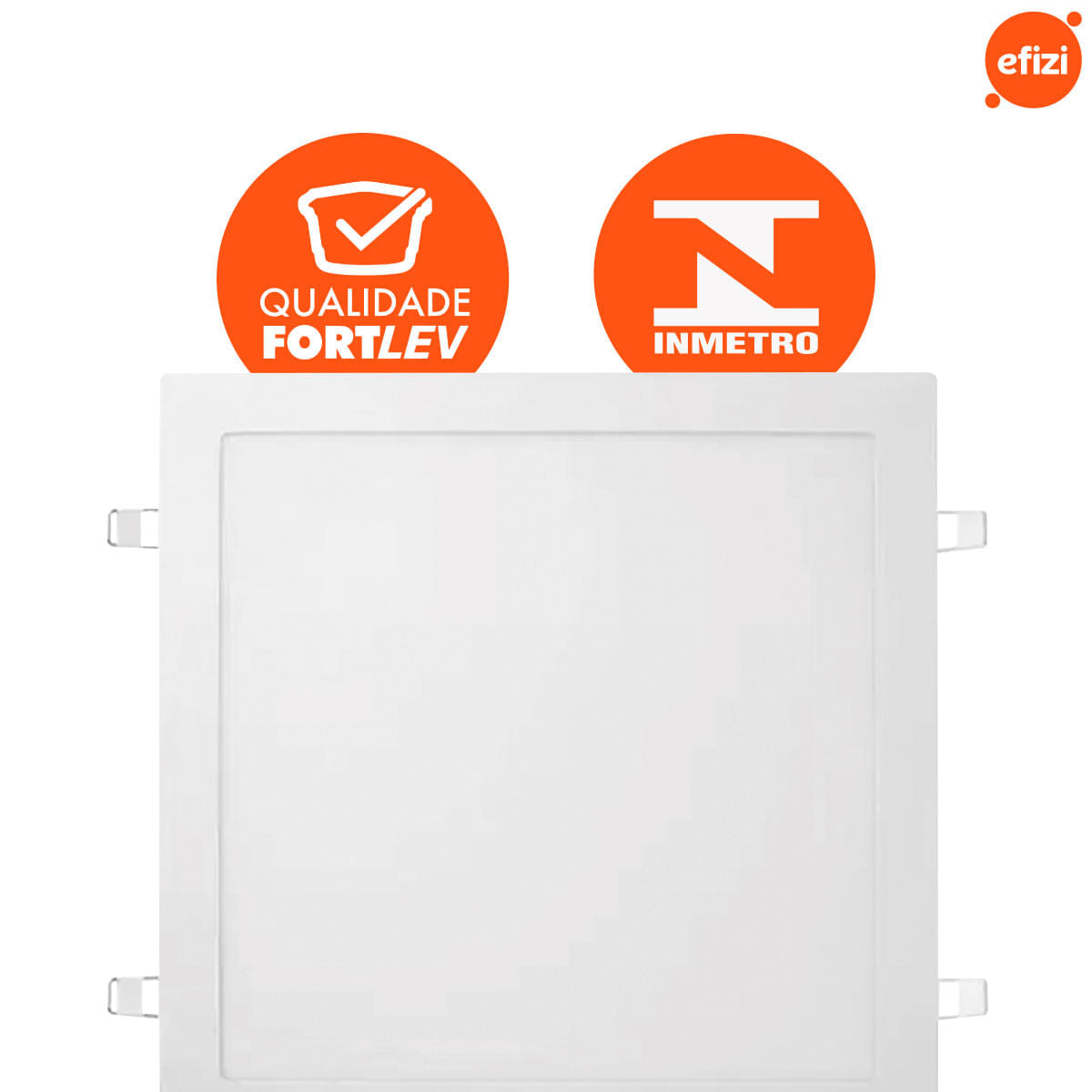 Kit C/ 10 Paineis Led Embutir 30W Quadrado Fortled