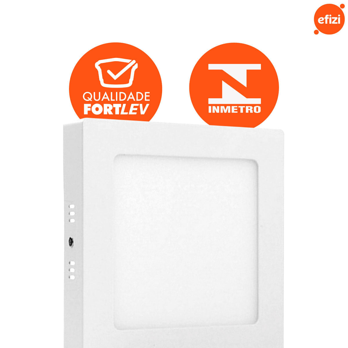 Kit C/ 10 Paineis Led Sobrepor 18W Quadrado Fortled