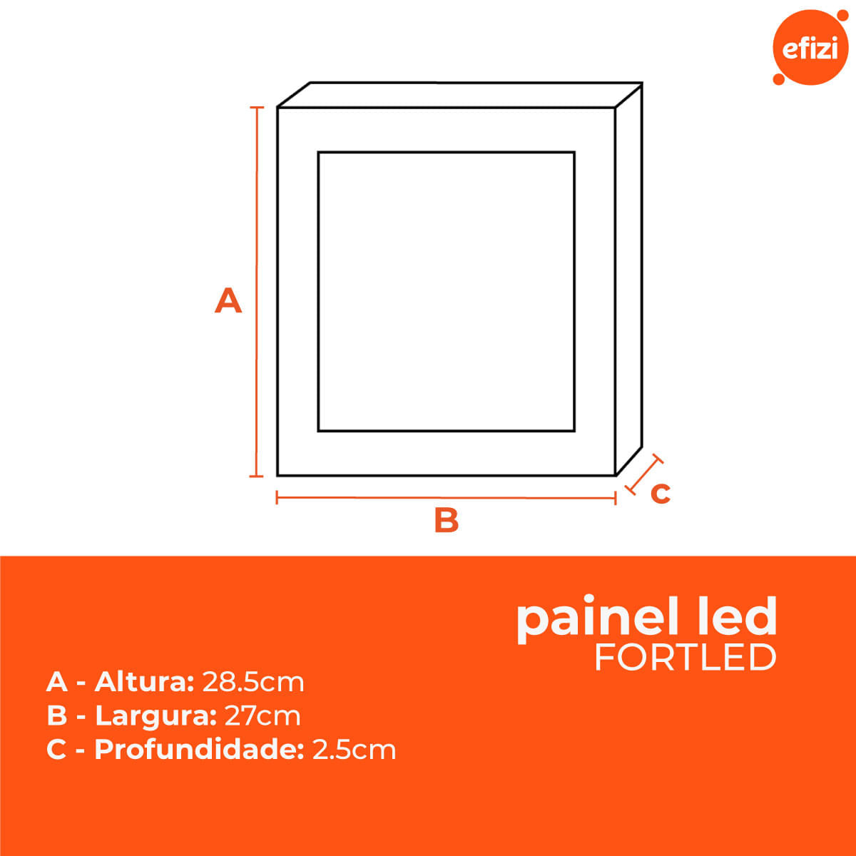 Kit C/ 10 Paineis Led Sobrepor 30W Quadrado Fortled