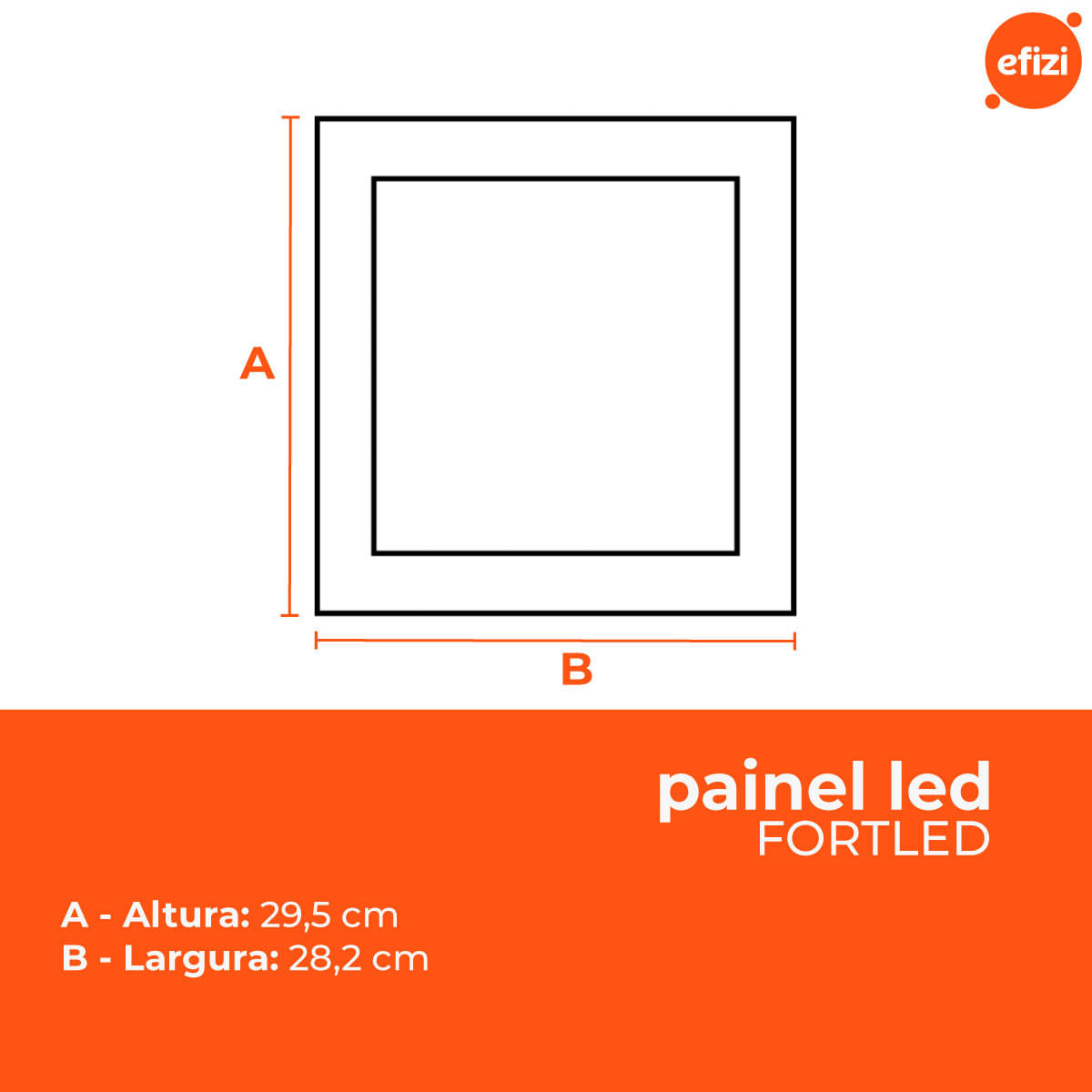 Painel Led Embutir 30W Quadrado Fortled