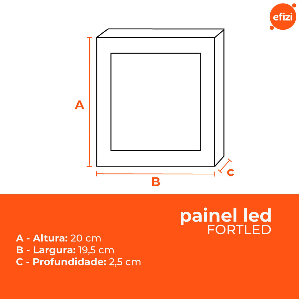 Painel Led Sobrepor 18W Quadrado Fortled