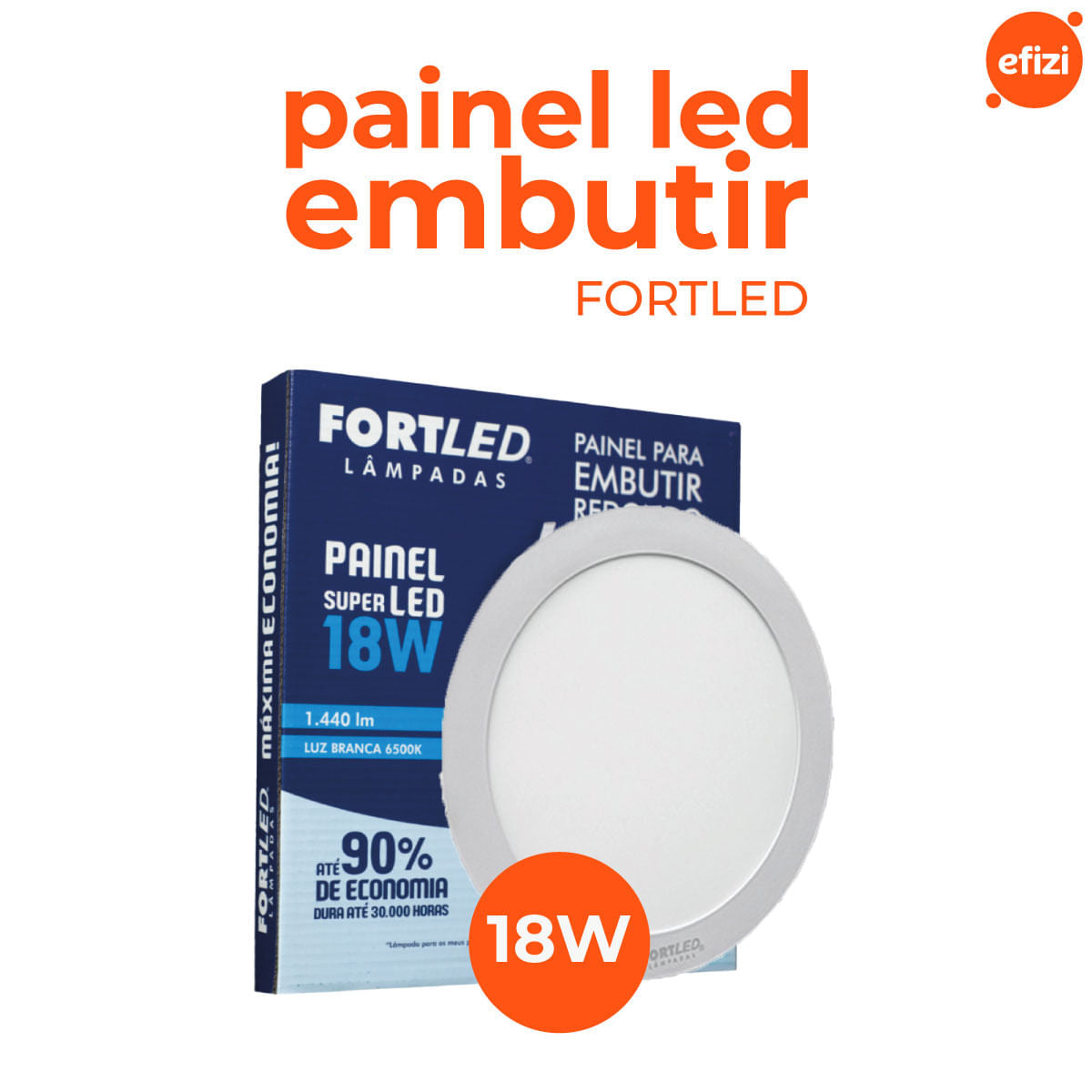 Painel Led Embutir 18W Redondo Fortled
