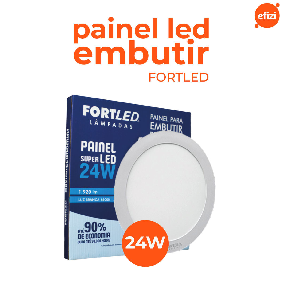 Painel Led Embutir 24W Redondo Fortled