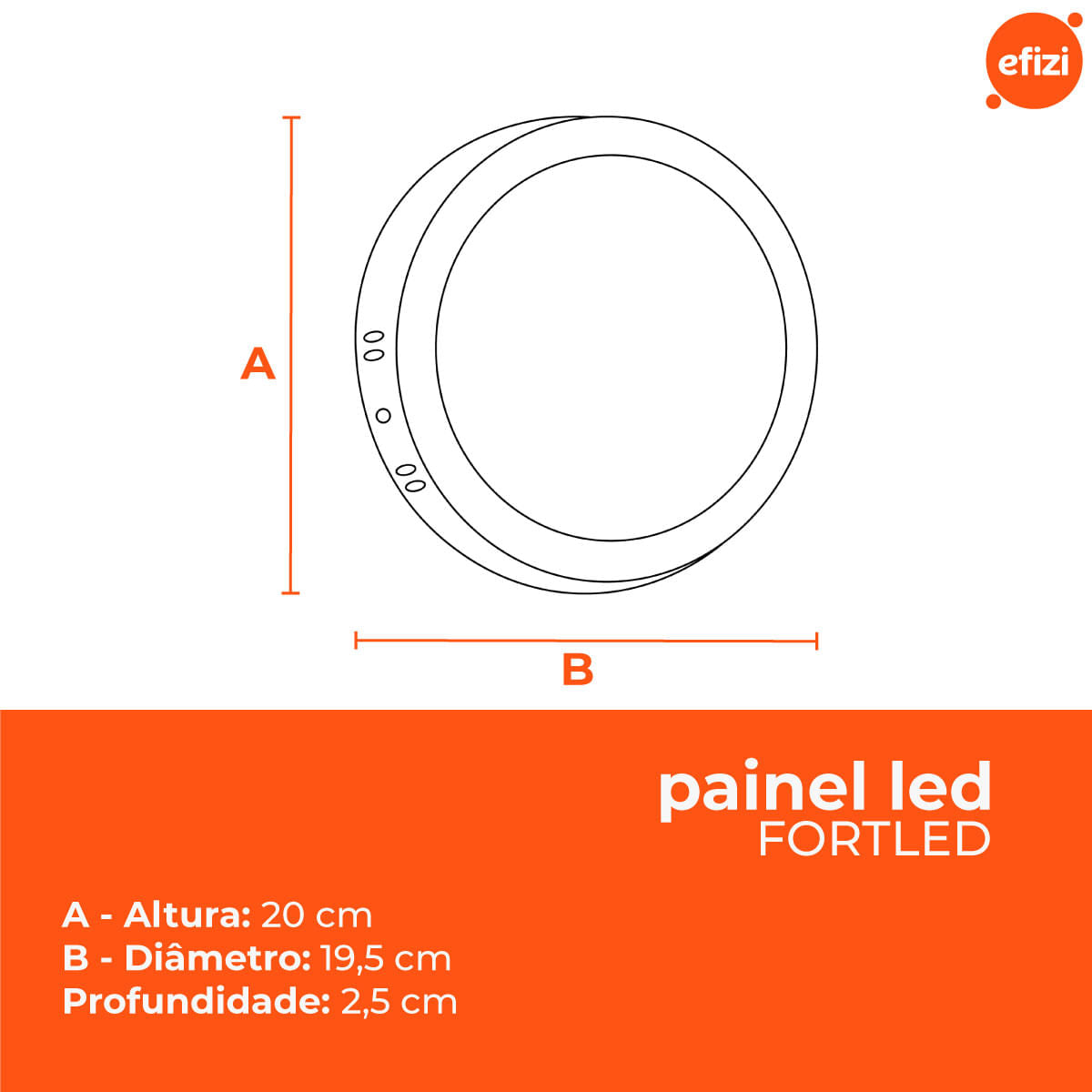 Painel Led Sobrepor 18W Redondo Fortled