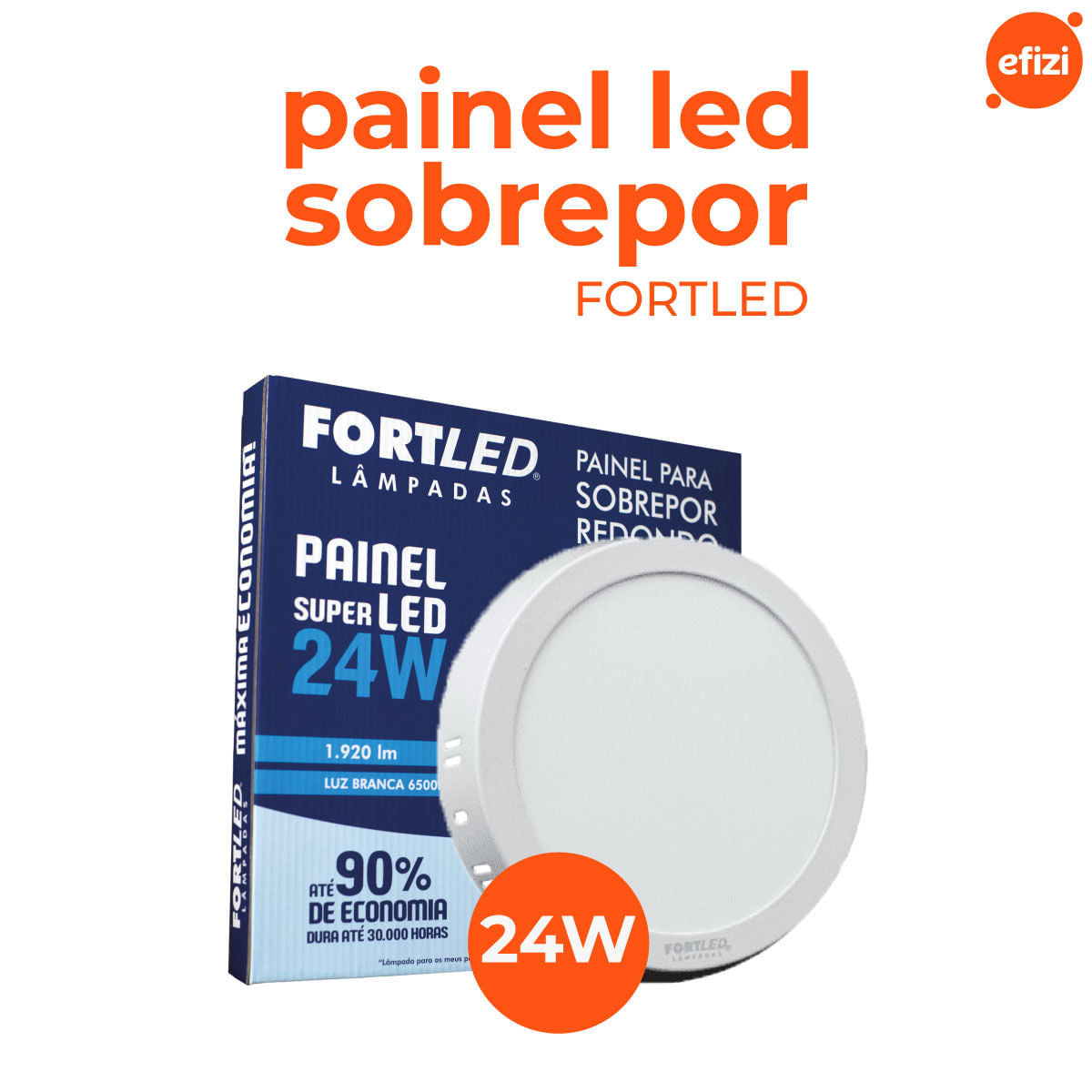 Painel Led Sobrepor 24W Redondo Fortled