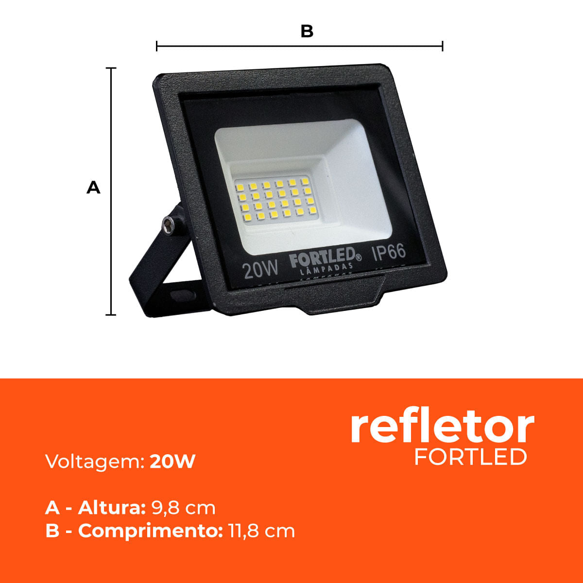 Refletor Led 20W Fortled