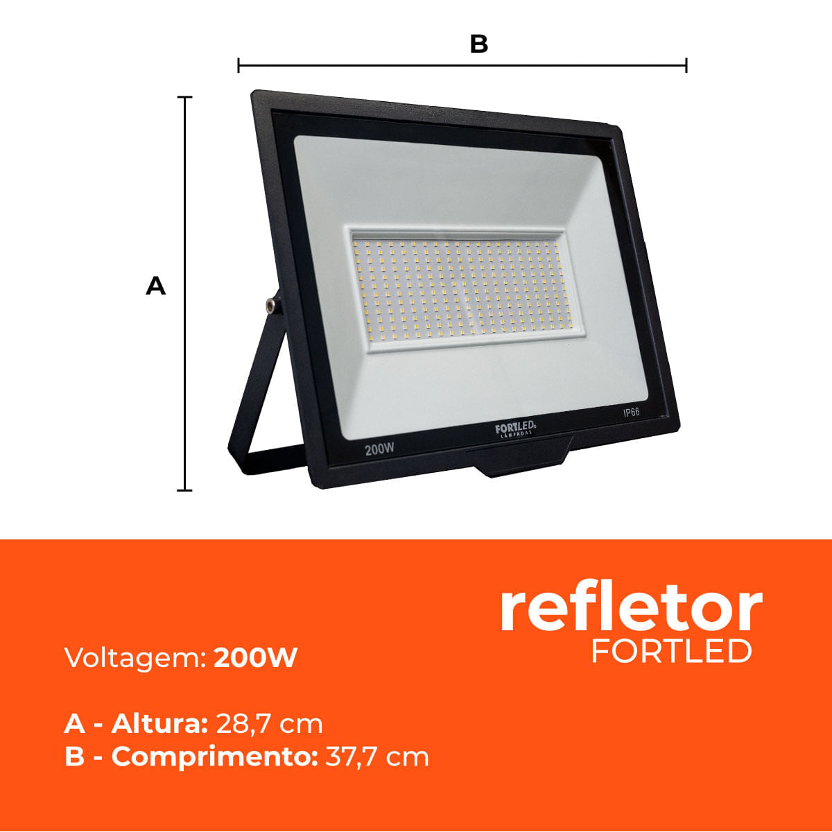 Kit 10 Refletores de Led 200W Fortled