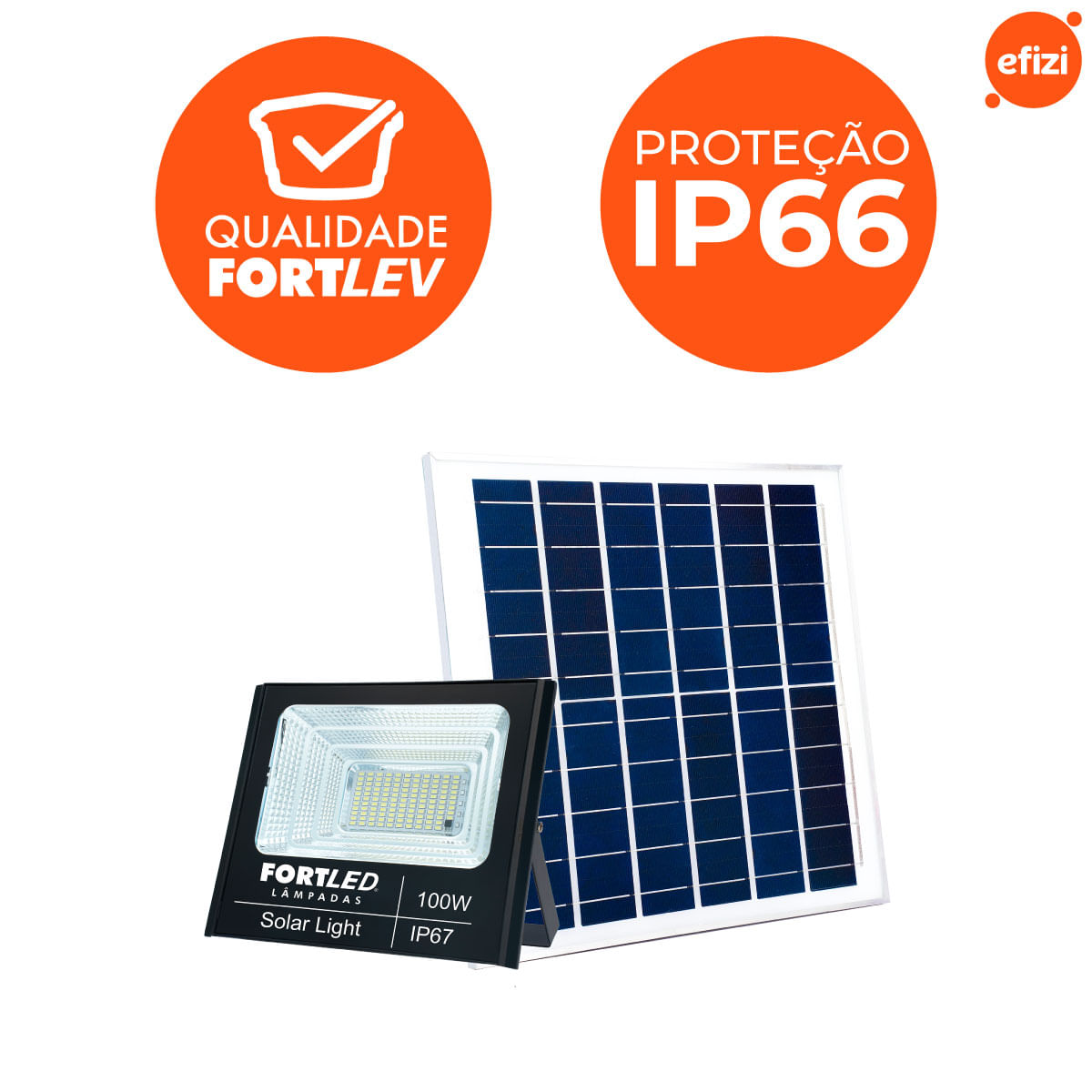 Refletor com Painel Solar 100W Fortled