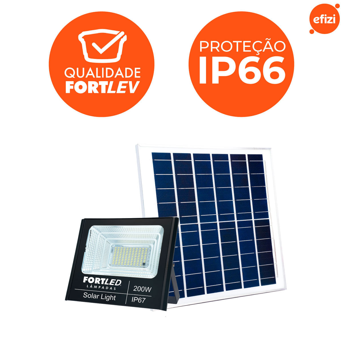 Refletor com Painel Solar 200W Fortled