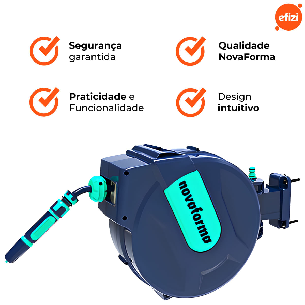 Carretel Retratil Automatico Com Mangueira De 20 Metros Novaforma