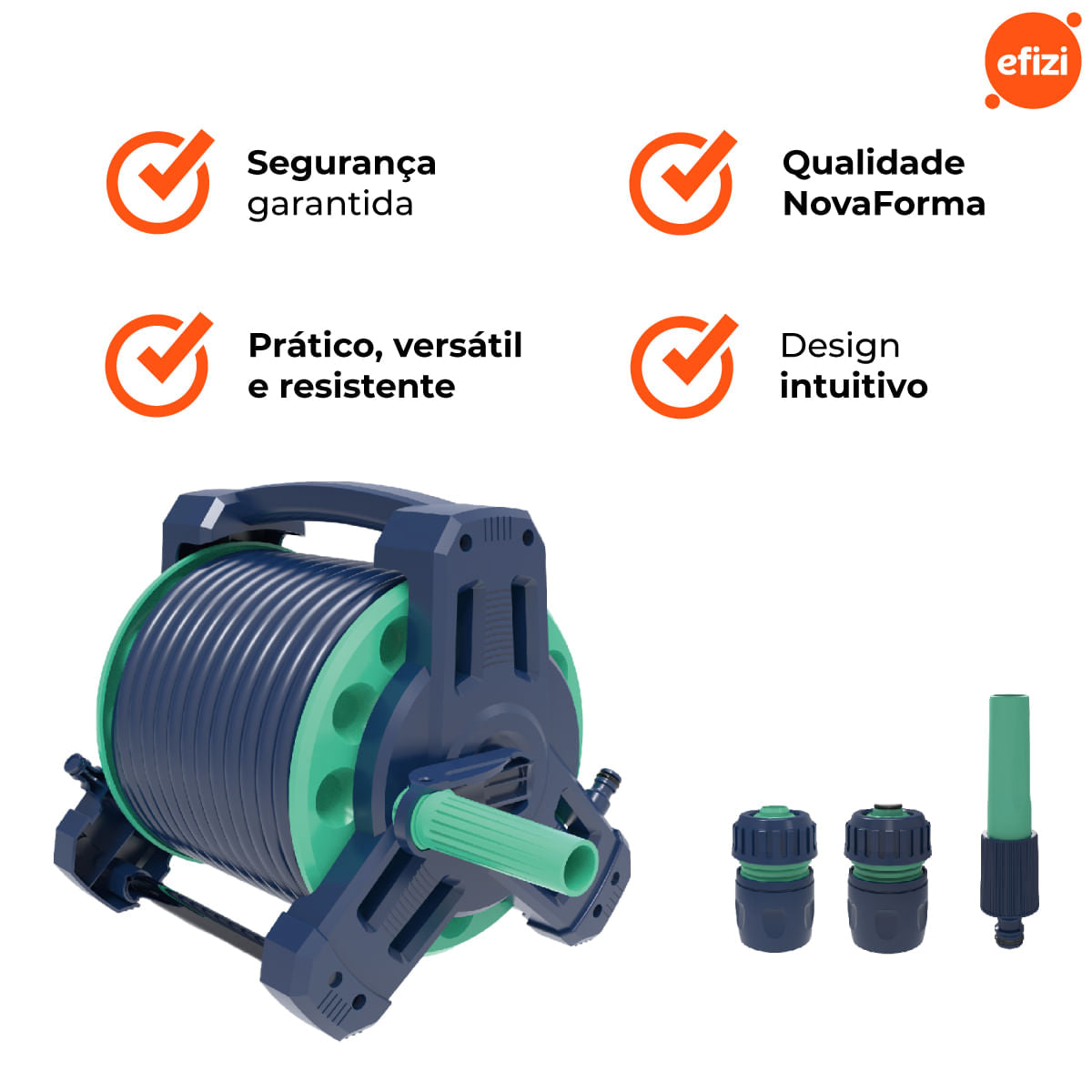 Kit Completo Enrolador De Mangueira Fixo Novaforma