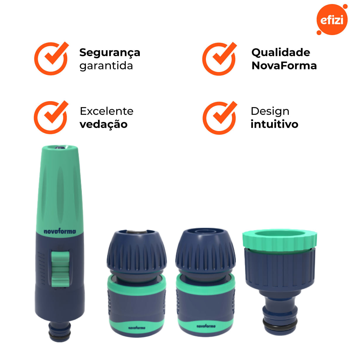 Kit Esguicho Engate Rapido Regulável 4 Peças Novaforma