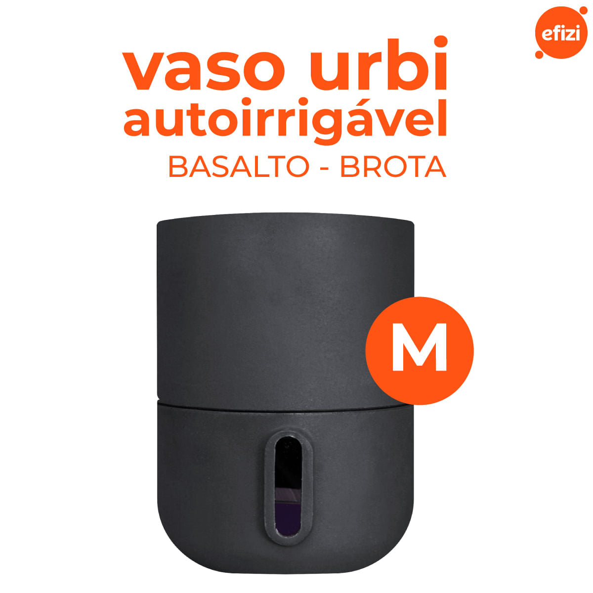 Vaso Autoirrigável Decor Urbi M Basalto Brota