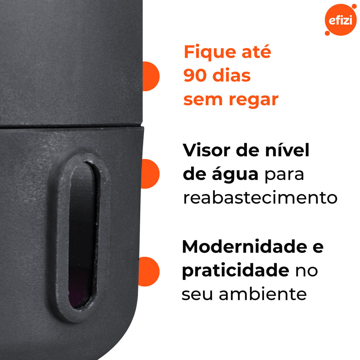Vaso Autoirrigável Decor Urbi M Basalto Brota