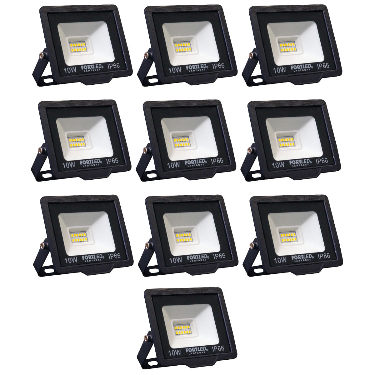 Kit 10 Refletores de Led 10W Fortled