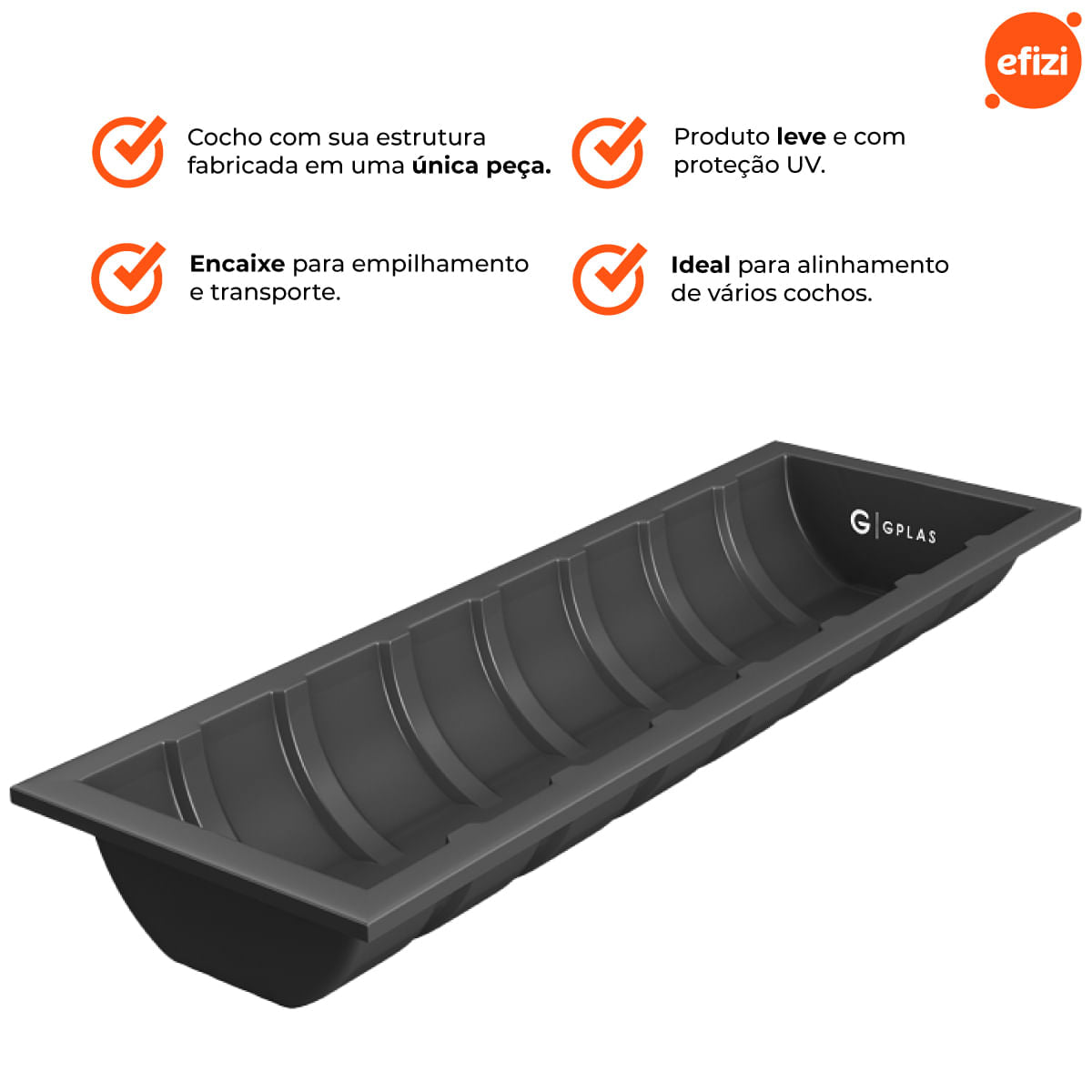 Cocho 200 litros Preto Gplas