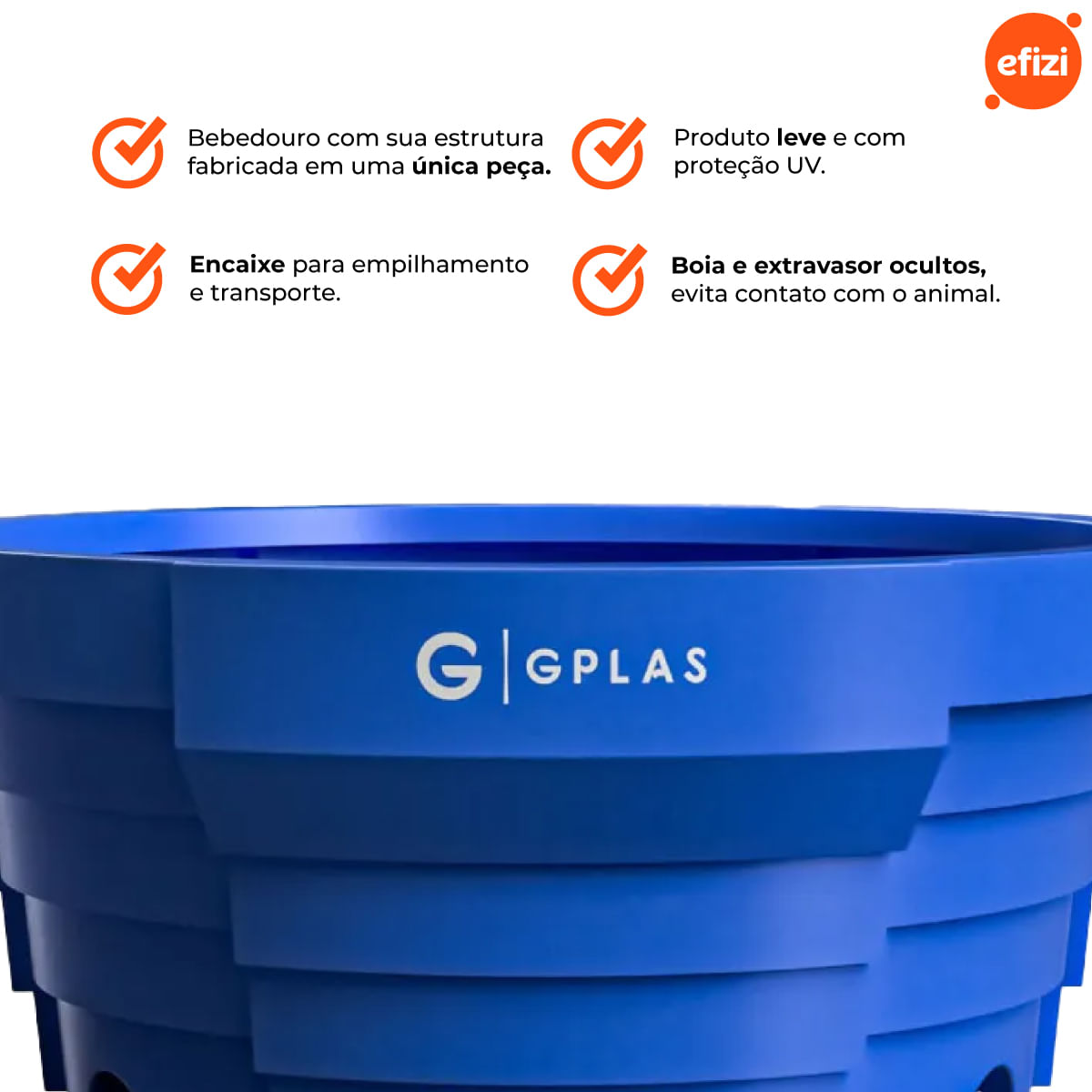Bebedouro para Gado 500 litros Azul Gplas