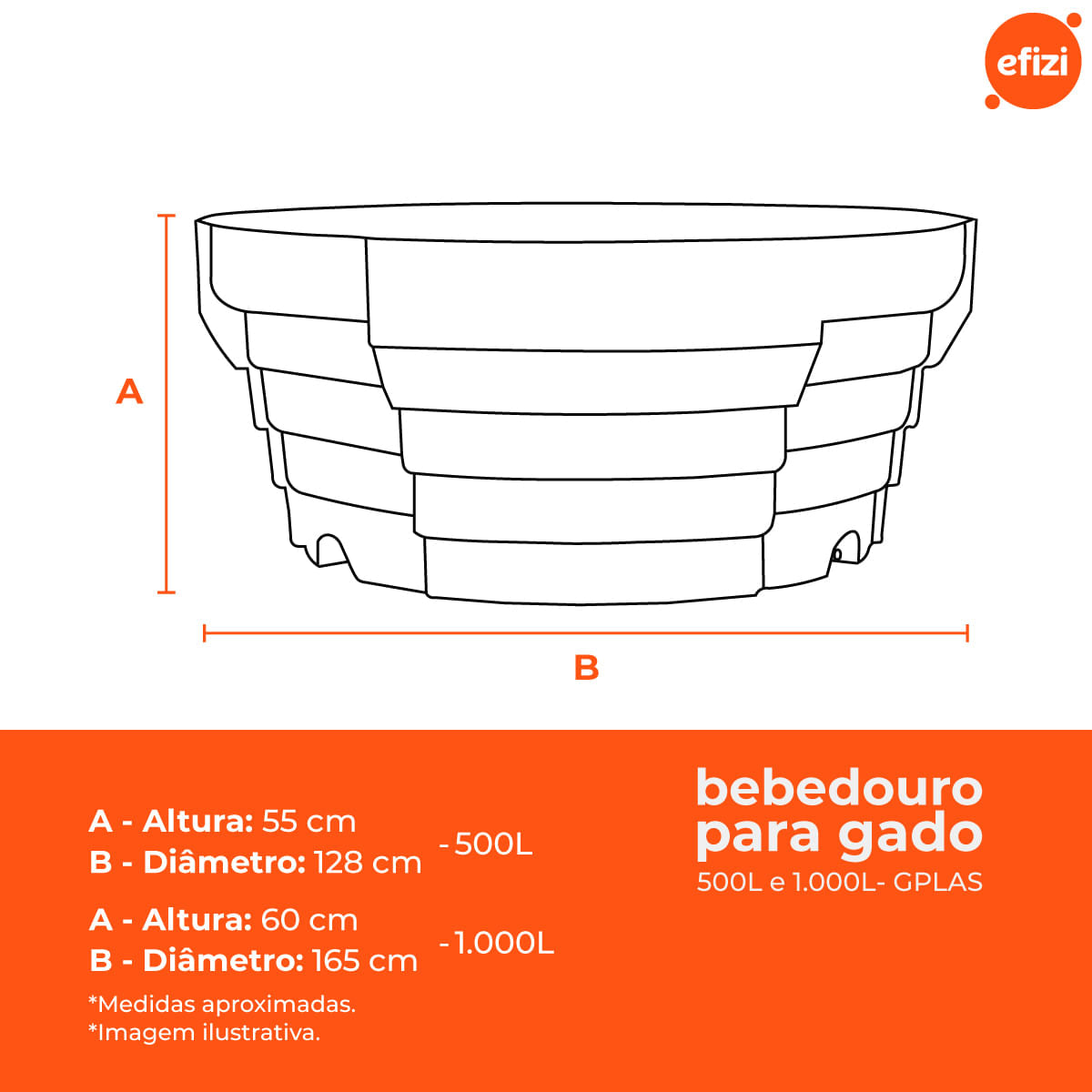 Kit Bebedouros 500L e 1.000L para Gado Azul Gplas