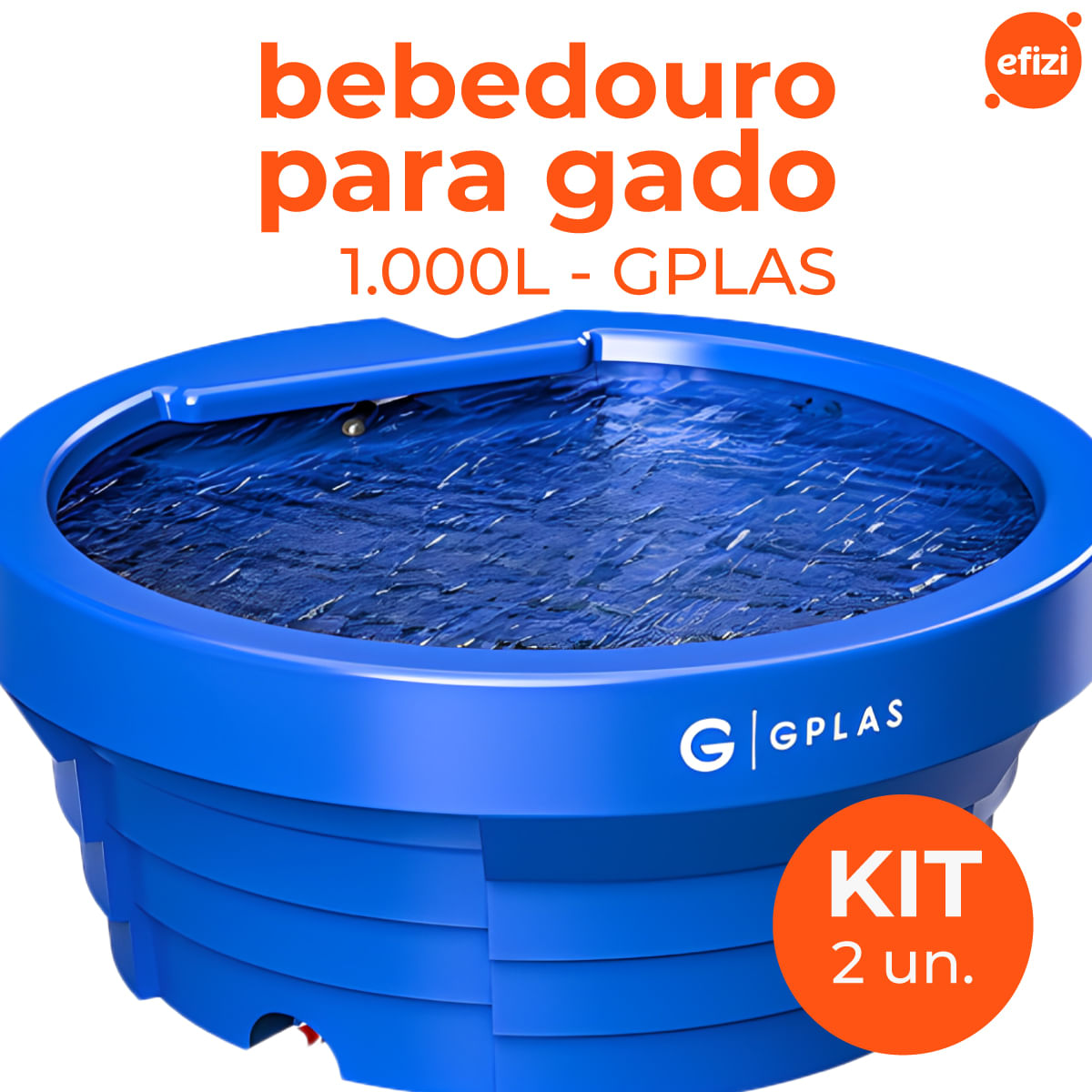 Kit 2 Bebedouros para Gado 1.000L Azul Gplas