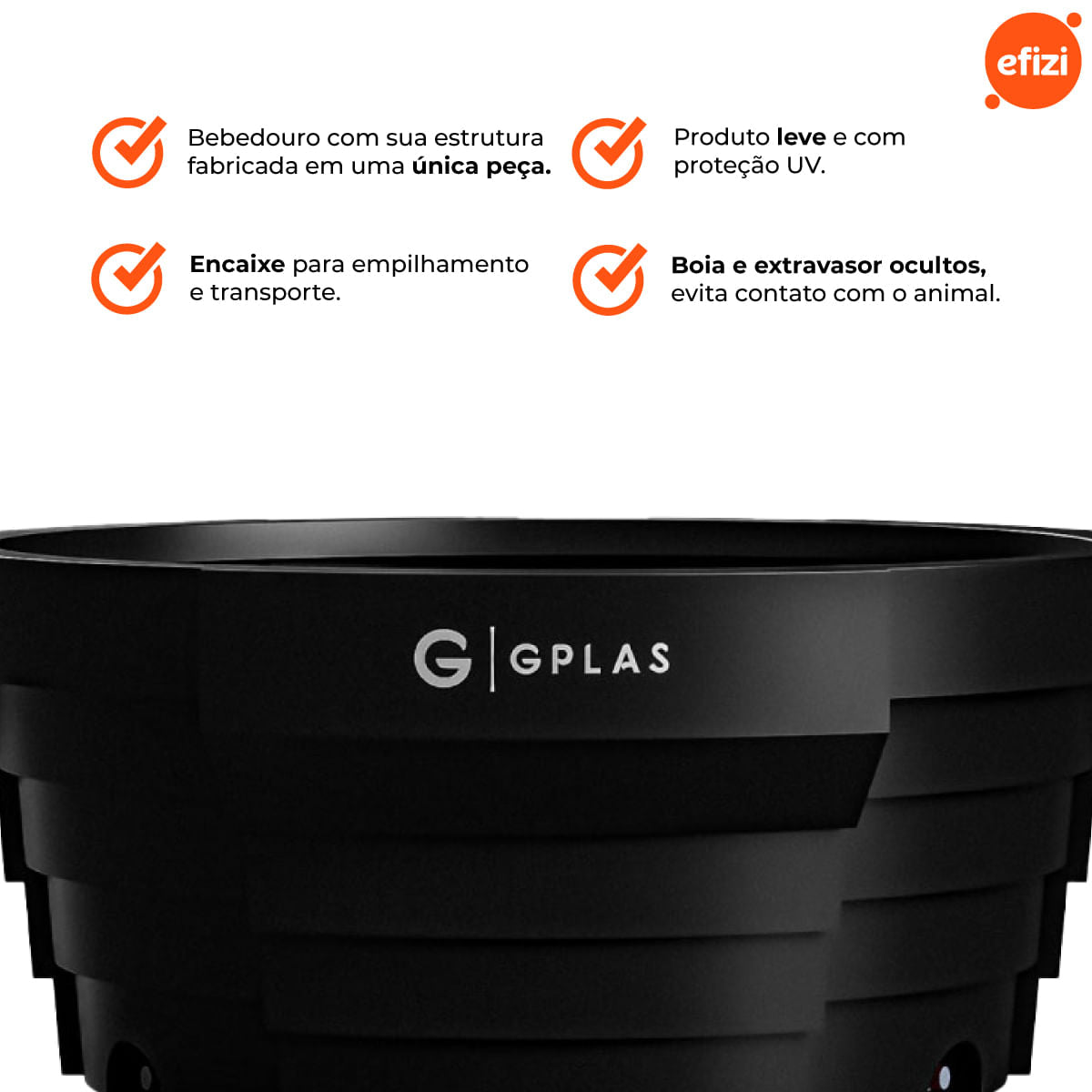 Bebedouro para Gado 1.000L Preto Gplas