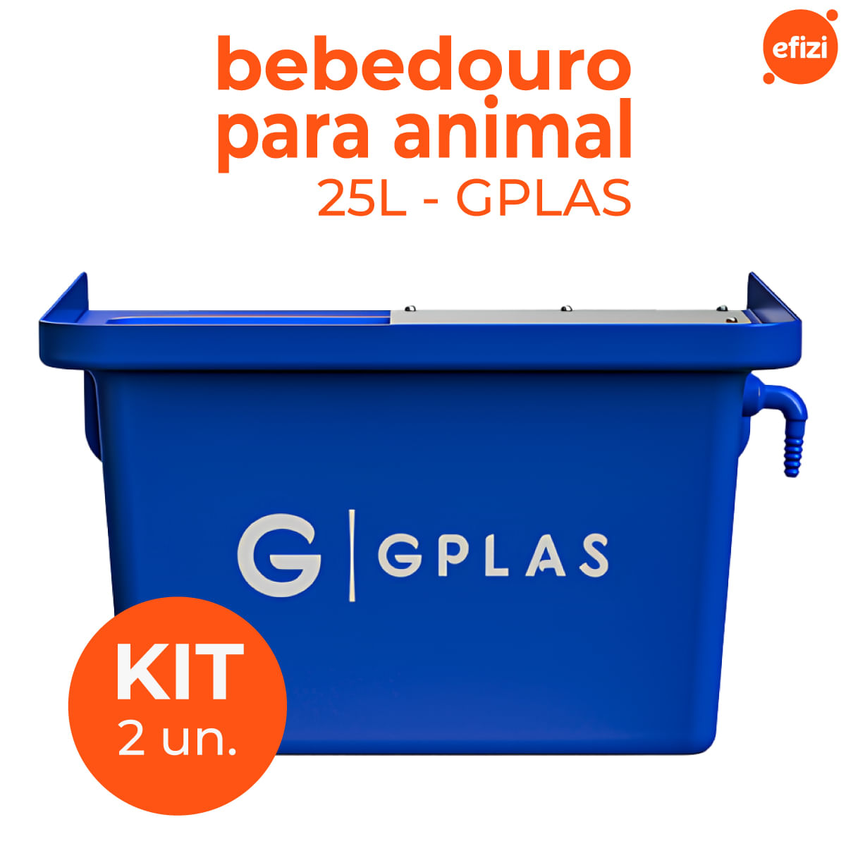 Kit 2 Bebedouros para Animal 25L Azul Gplas