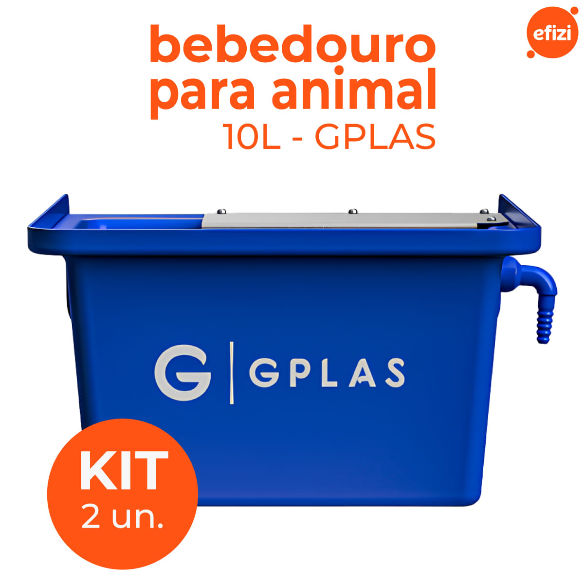 Kit 2 Bebedouros para Animal 10L Azul Gplas