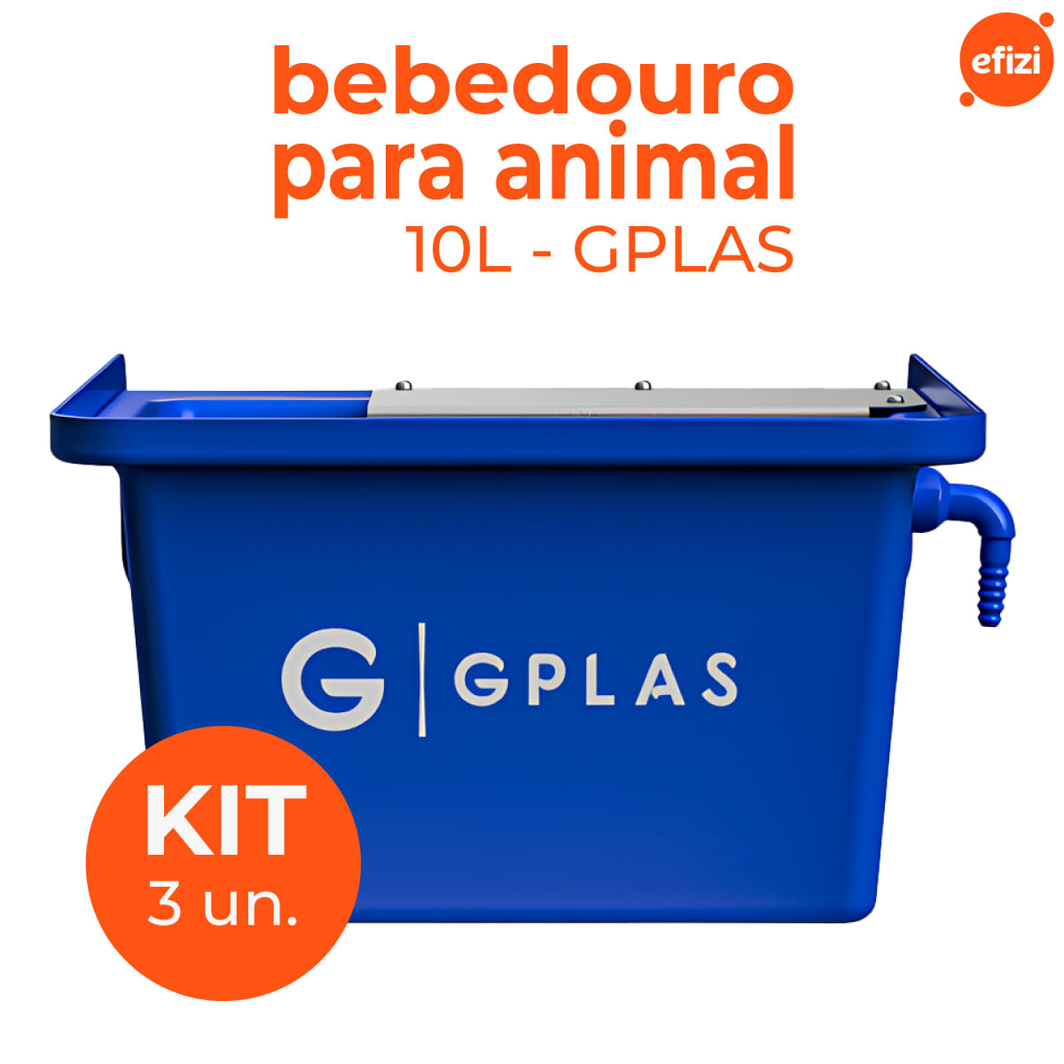 Kit 3 Bebedouro para Animal 10L Azul Gplas